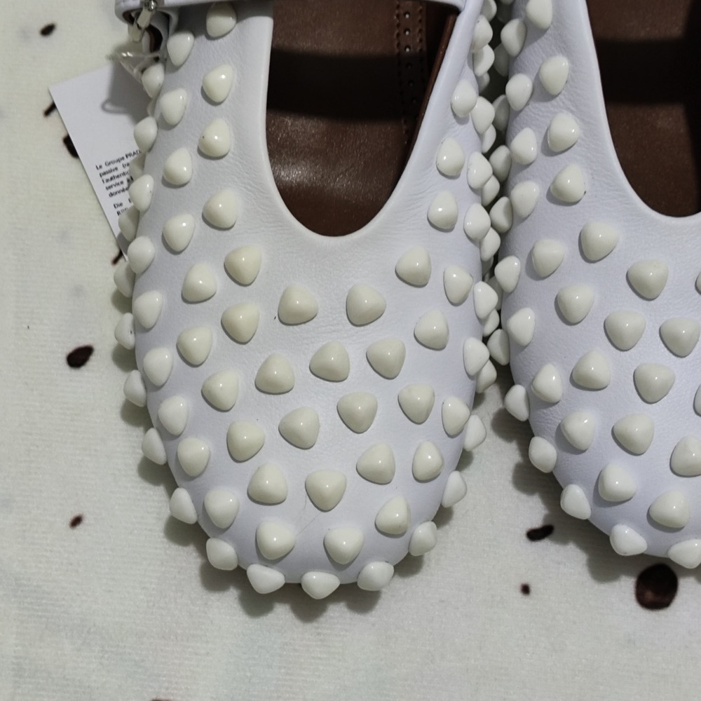 Alaia White Studded Mary Jane Flats with Buckle - Picture 5 of 9